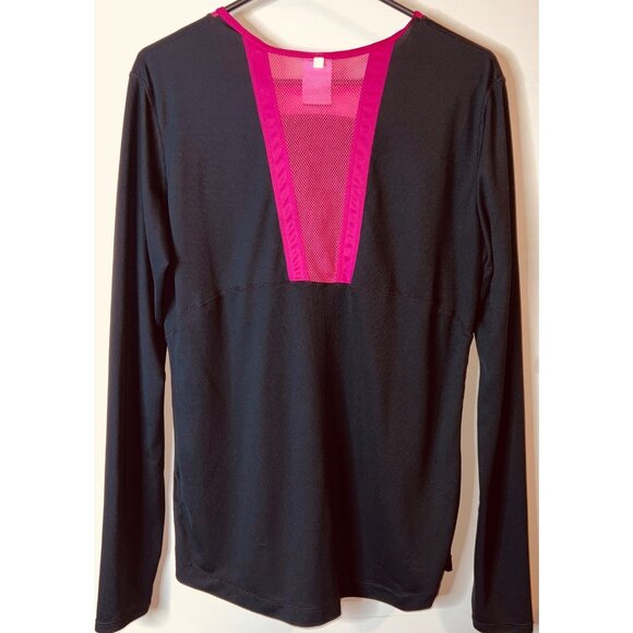 Nike Dri-Fit Long Sleeve Black Top Pink Mesh Detail Large - Picture 2 of 6